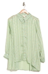 By Design Eve Chiffon Collared Button Front Blouse In Sage