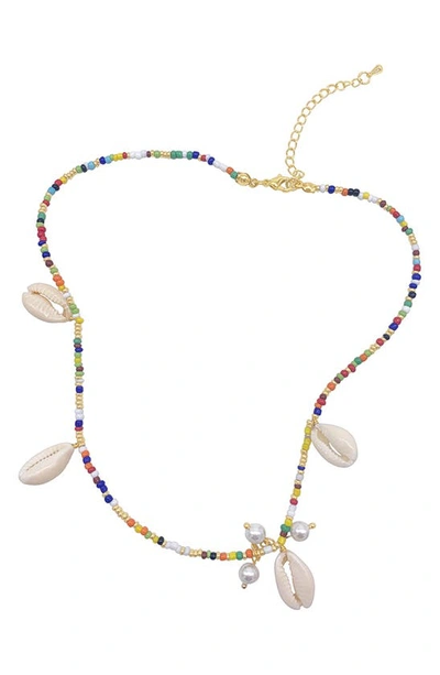 Adornia Imitation Pearl And Shell Mix Color Necklace In Multi