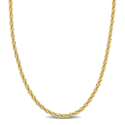 Amour 14k Yellow Gold 3mm Infinity Rope Chain Necklace 20