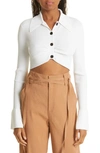 A.l.c Ashlyn Cropped Gathered Ribbed-knit Top In White