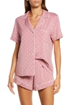 Eberjey Gisele Relaxed Jersey Knit Short Pajamas In Hearts-acai/ Ivory