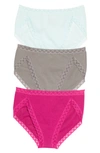 Natori Bliss 3-pack French Cut Briefs In Bght Brry/sft Mnt/anchr