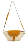 Chloé Marcie Leather & Raffia Crossbody Bag In Sunflower Yellow