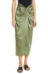 VINCE METALLIC TWIST FRONT COTTON BLEND SKIRT