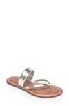 Bernardo Leia Metallic Flat Thong Sandals In Champagne Antique Calf