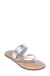 Bernardo Leia Metallic Flat Thong Sandals In Silver Antique Calf