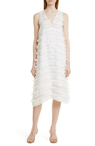 Hugo Boss Difresa Fringe Trapeze Dress In Cream