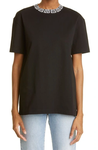 Ambush Monogram Ribbed-collar T-shirt In Black