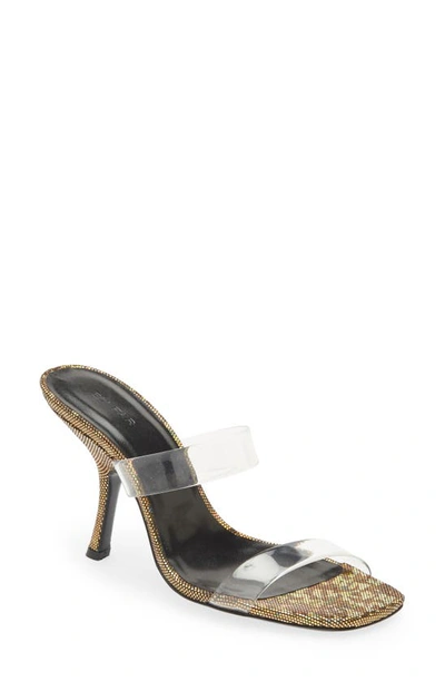 By Far Clara Holographic Slide Sandal In Black