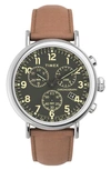 TIMEX STANDARD CHRONOGRAPH LEATHER STRAP WATCH, 41MM
