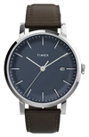 TIMEX MIDTOWN LEATHER STRAP WATCH, 38MM
