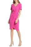 Tahari Asl Stretch Crepe Side Knot Dress In Berry Bliss