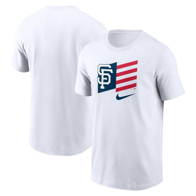 Nike Men's  White San Francisco Giants Americana Flag T-shirt