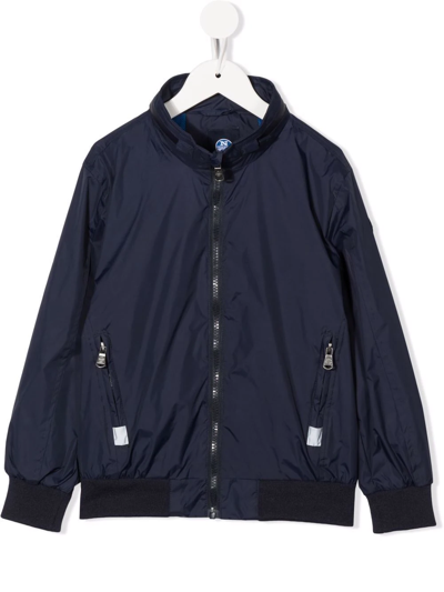 North Sails Kids' Zipped-up Bomber Jacket In Blue