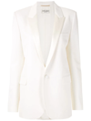 Saint Laurent White Tuxedo Jacket In Grain De Poudre In Neutrals