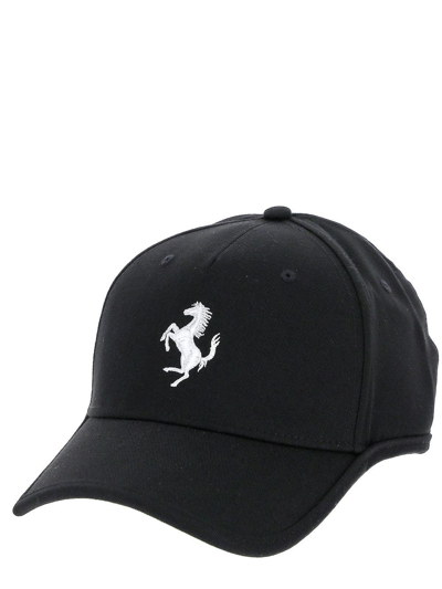 Ferrari Logo-embroidered Curved-brim Recycled-polyester Baseball Cap In Black
