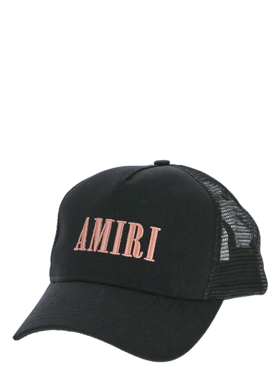 Amiri Embroidered Logo Baseball Cap In Black,pink