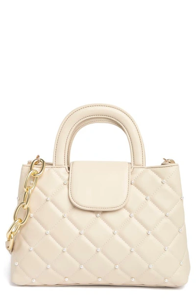 House Of Want Faux Pearl Diamond Quilt Snack Mini Satchel In Winter White/ Pearls