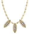 OLIVIA WELLES CRYSTAL DECO STONE TRIO OVAL NECKLACE