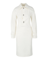 Bottega Veneta Cotton-blend Midi Shirt Dress In Chalk