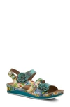 L'artiste Joelina-dazi Ankle Strap Sandal In Turquoise Multi