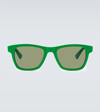 Bottega Veneta Square Sunglasses In Green-green-green