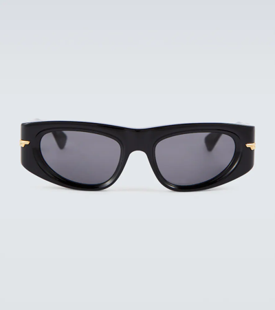 Bottega Veneta Acetate Sunglasses In Black-black-grey