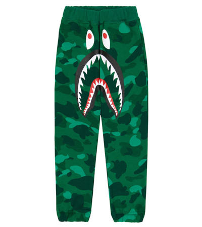 Bape Camo Shark Cotton Sweatpants In Green