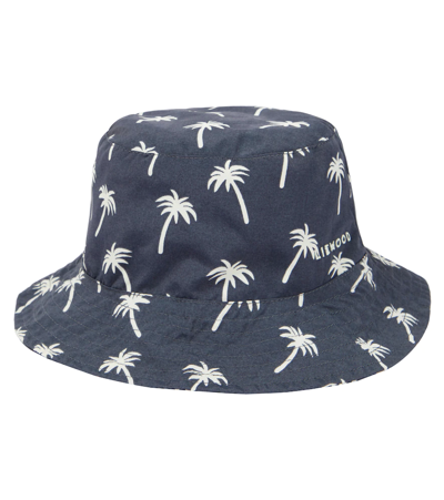Liewood Baby Damon Printed Bucket Hat In Palms/ Dark Blue