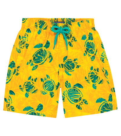 Vilebrequin Boys' Turtles Madrague Stretch Printed Regular Fit Swim Trunks - Little Kid, Big Kid In Yellow
