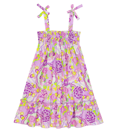 Vilebrequin Kids' Floss Floral Cotton Dress In Cyclamen