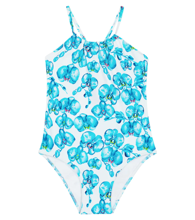Vilebrequin Kids' Gazette Floral Swimsuit In Blanc