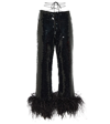 Magda Butrym Feather-trimmed Sequined Chiffon Straight-leg Pants In Black