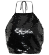 Magda Butrym Black Sequins Crop-top In Black