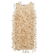 Max Mara Priamo Feather-embellished Tulle Mini Dress In Albino