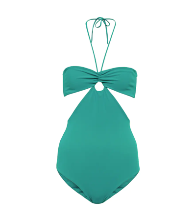 Nensi Dojaka Halterneck Swimsuit In Emerald Green