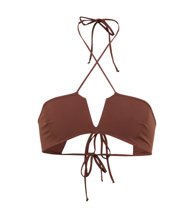 Nensi Dojaka Halterneck Bikini Top In Brown