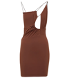 Shop Nensi Dojaka Cutout Ruched Minidress In Brown