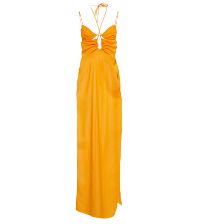 Nensi Dojaka Cutout Halterneck Maxi Dress In Orange