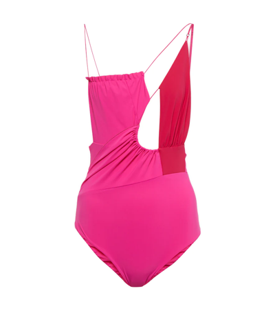 Nensi Dojaka Cutout Asymmetric Swimsuit In Light Pink Pink