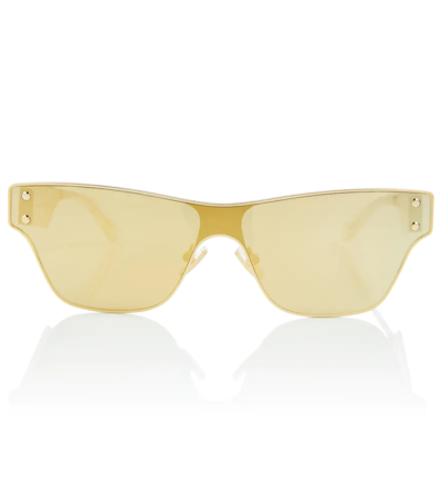 Bottega Veneta Square Metal Sunglasses In Metallic Gold