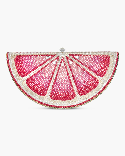 Judith Leiber Pink Lemon Slice Orange Crystal Clutch In Champagne Prosecco/silver Pink M