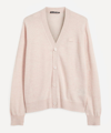 Acne Studios Pink Wool Patch Cardigan In Faded Pink Melange