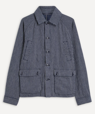 Barbour Hickory Striped Casual Shirt In Navy Blue