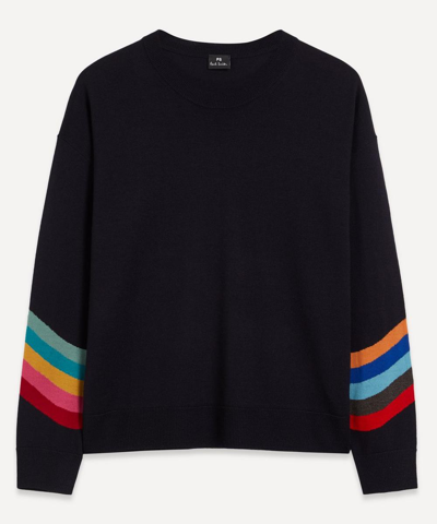 Ps By Paul Smith Knitted Crew-neck Jumper In Dark Navy