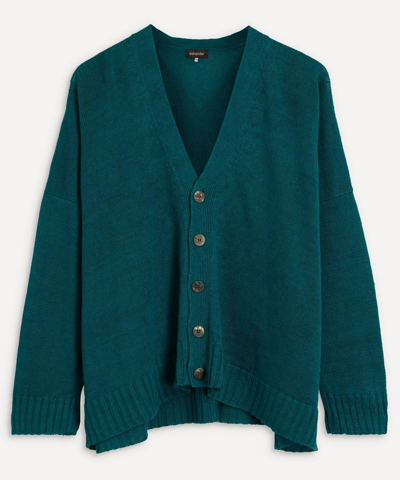 Eskandar V-neck Linen Cardigan (mid Length) In Mallard Light