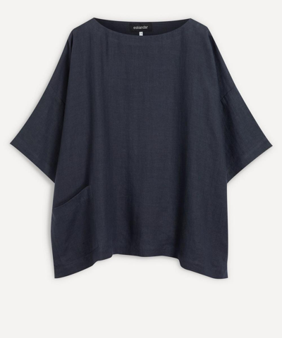 Eskandar 3/4 Sleeve Scoop-neck Tunic In Dark Slate