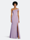 After Six Asymmetrical Off-the-shoulder Cuff Trumpet Gown With Front Slit In Purple