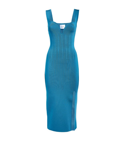 Galvan Bustier Knit Midi Dress In Blue
