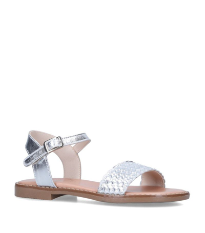 Papouelli Kids' Round-toe Metallic-leather Sandals 6-8 Years In Silver